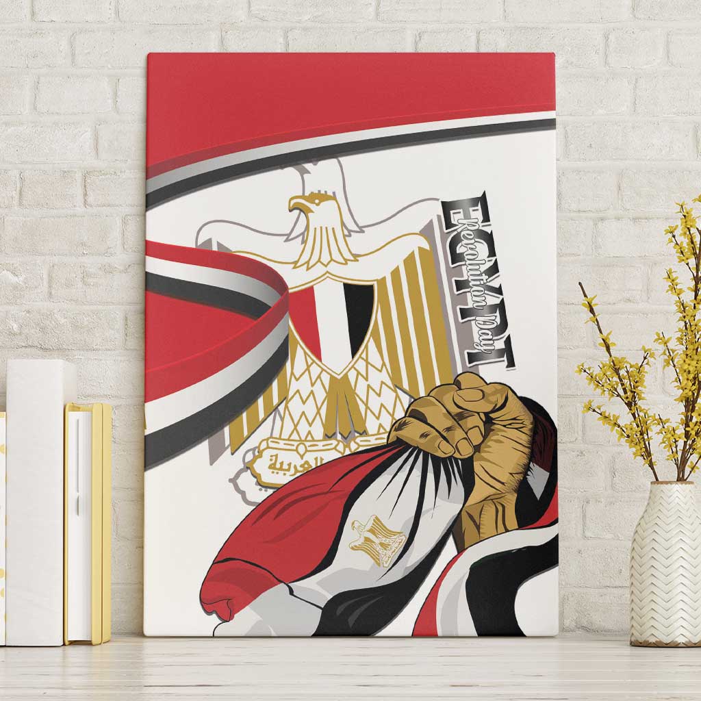 Egypt Revolution Day Canvas Wall Art Coat Of Arms With Flag