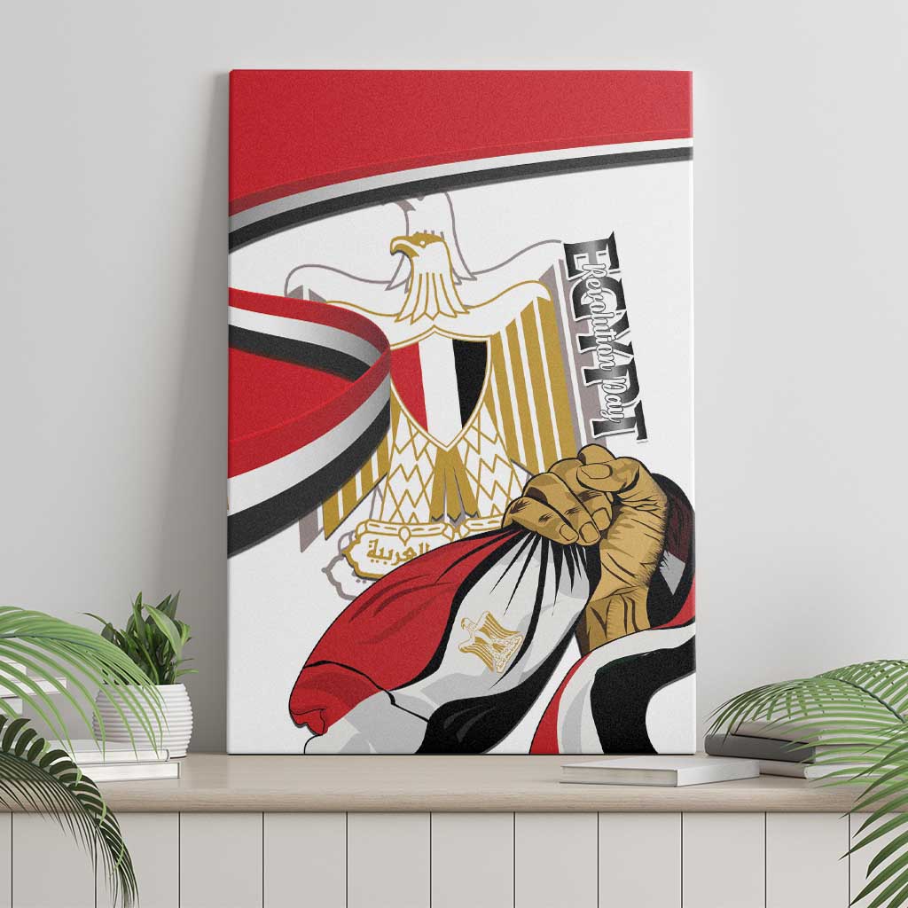 Egypt Revolution Day Canvas Wall Art Coat Of Arms With Flag