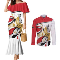 Personalized Egypt Revolution Day Couples Matching Mermaid Dress and Long Sleeve Button Shirt Coat Of Arms With Flag