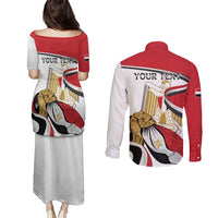 Personalized Egypt Revolution Day Couples Matching Puletasi and Long Sleeve Button Shirt Coat Of Arms With Flag