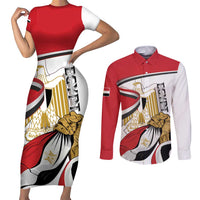 Personalized Egypt Revolution Day Couples Matching Short Sleeve Bodycon Dress and Long Sleeve Button Shirt Coat Of Arms With Flag