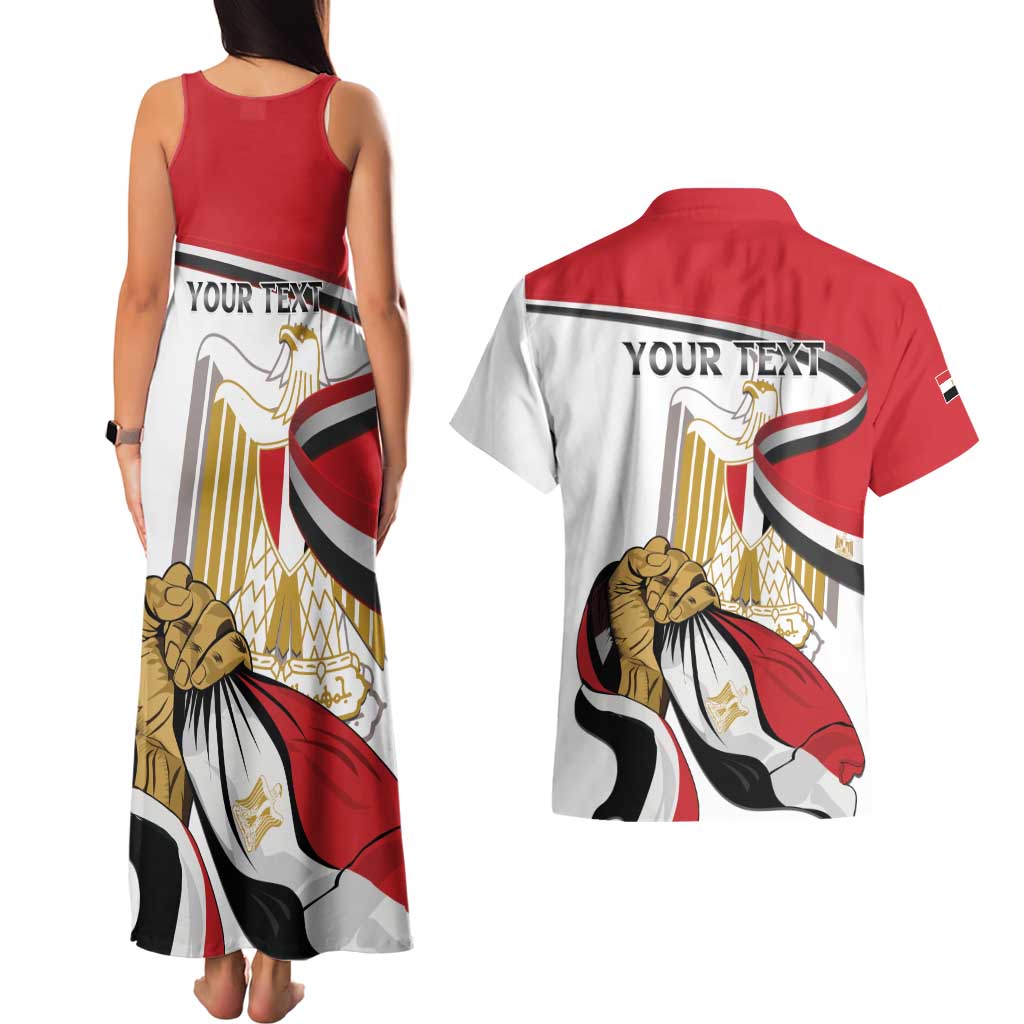 Personalized Egypt Revolution Day Couples Matching Tank Maxi Dress and Hawaiian Shirt Coat Of Arms With Flag