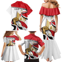 Personalized Egypt Revolution Day Family Matching Mermaid Dress and Hawaiian Shirt Coat Of Arms With Flag