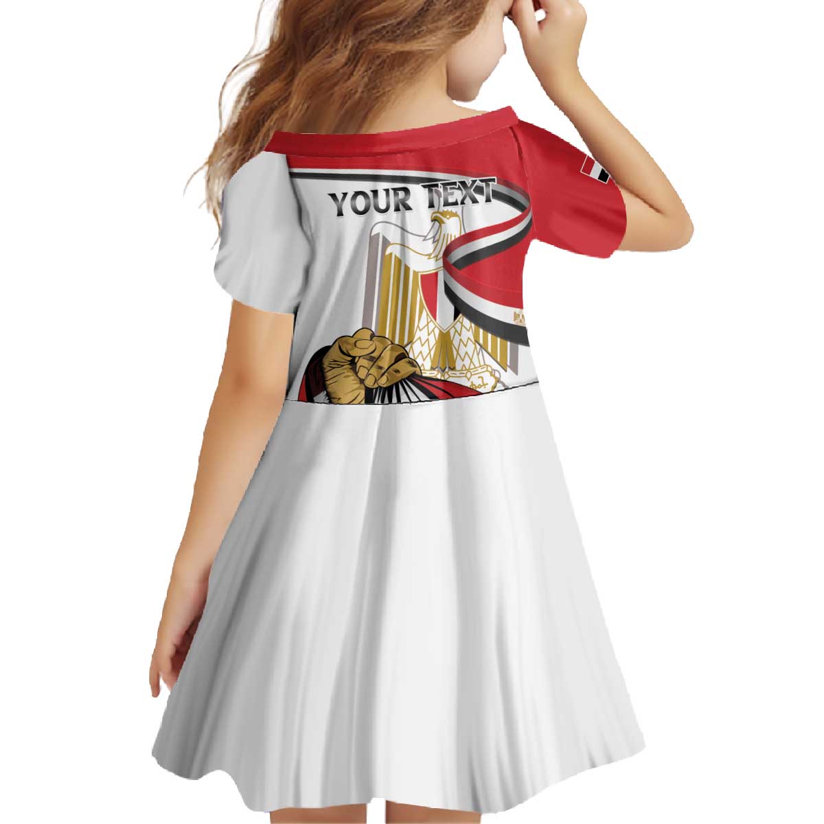 Personalized Egypt Revolution Day Family Matching Off The Shoulder Long Sleeve Dress and Hawaiian Shirt Coat Of Arms With Flag