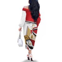 Personalized Egypt Revolution Day Family Matching Off The Shoulder Long Sleeve Dress and Hawaiian Shirt Coat Of Arms With Flag