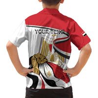Personalized Egypt Revolution Day Family Matching Off Shoulder Short Dress and Hawaiian Shirt Coat Of Arms With Flag