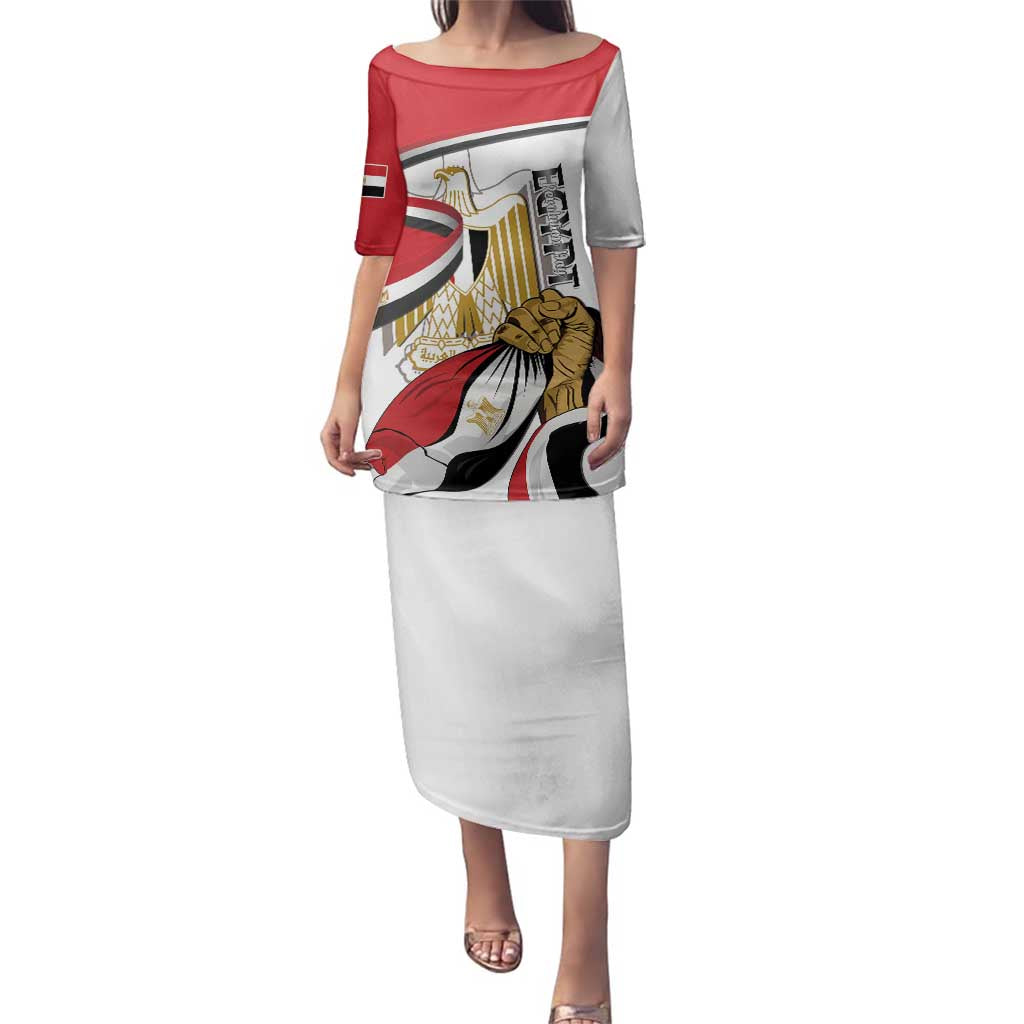 Personalized Egypt Revolution Day Family Matching Puletasi and Hawaiian Shirt Coat Of Arms With Flag