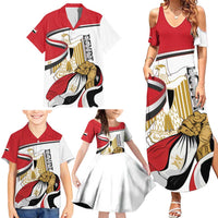 Personalized Egypt Revolution Day Family Matching Summer Maxi Dress and Hawaiian Shirt Coat Of Arms With Flag