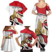 Personalized Egypt Revolution Day Family Matching Summer Maxi Dress and Hawaiian Shirt Coat Of Arms With Flag