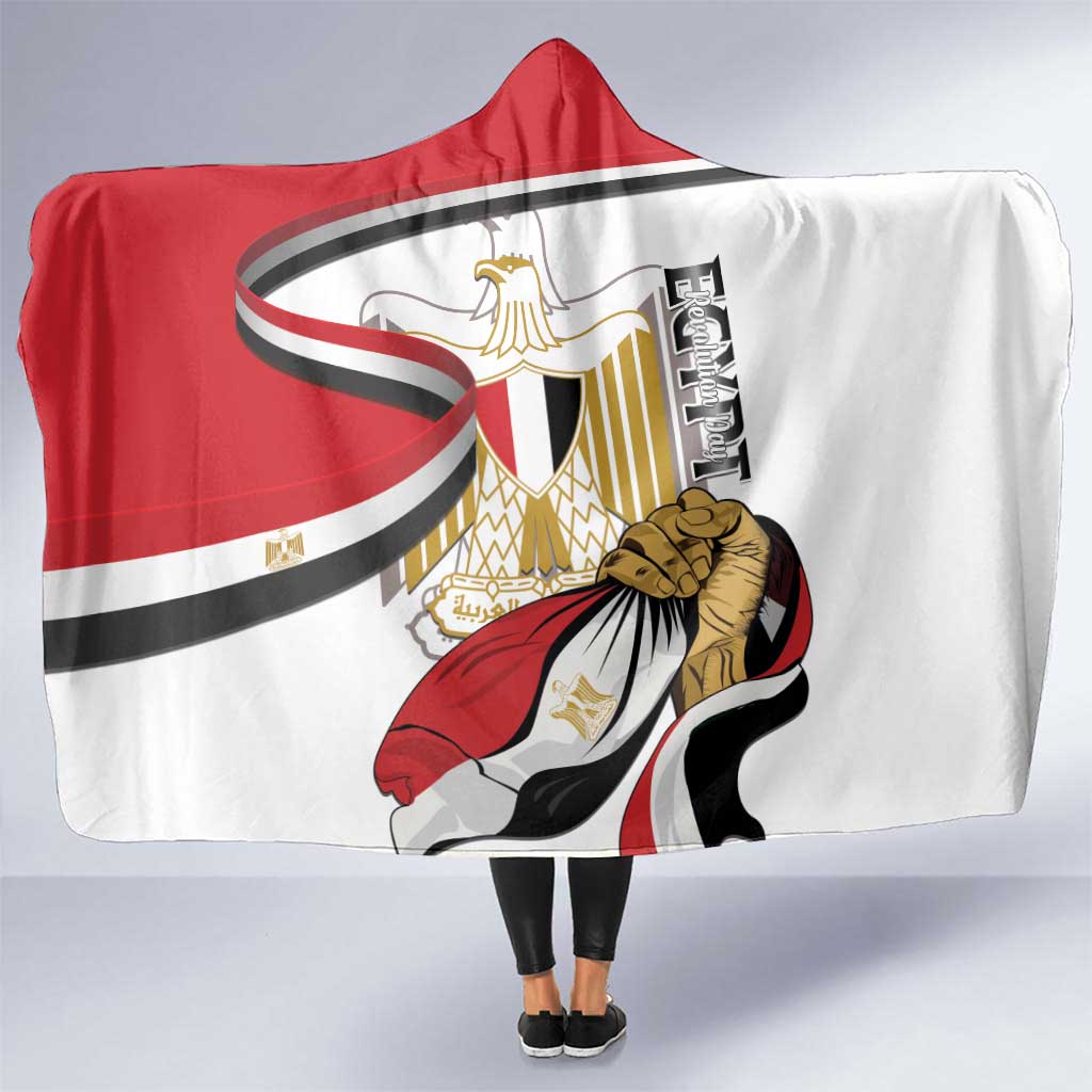 Egypt Revolution Day Hooded Blanket Coat Of Arms With Flag