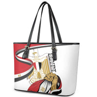 Egypt Revolution Day Leather Tote Bag Coat Of Arms With Flag