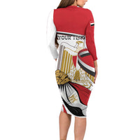 Personalized Egypt Revolution Day Long Sleeve Bodycon Dress Coat Of Arms With Flag