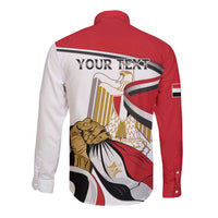 Personalized Egypt Revolution Day Long Sleeve Button Shirt Coat Of Arms With Flag