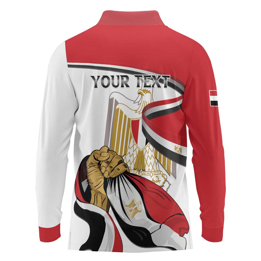 Personalized Egypt Revolution Day Long Sleeve Polo Shirt Coat Of Arms With Flag