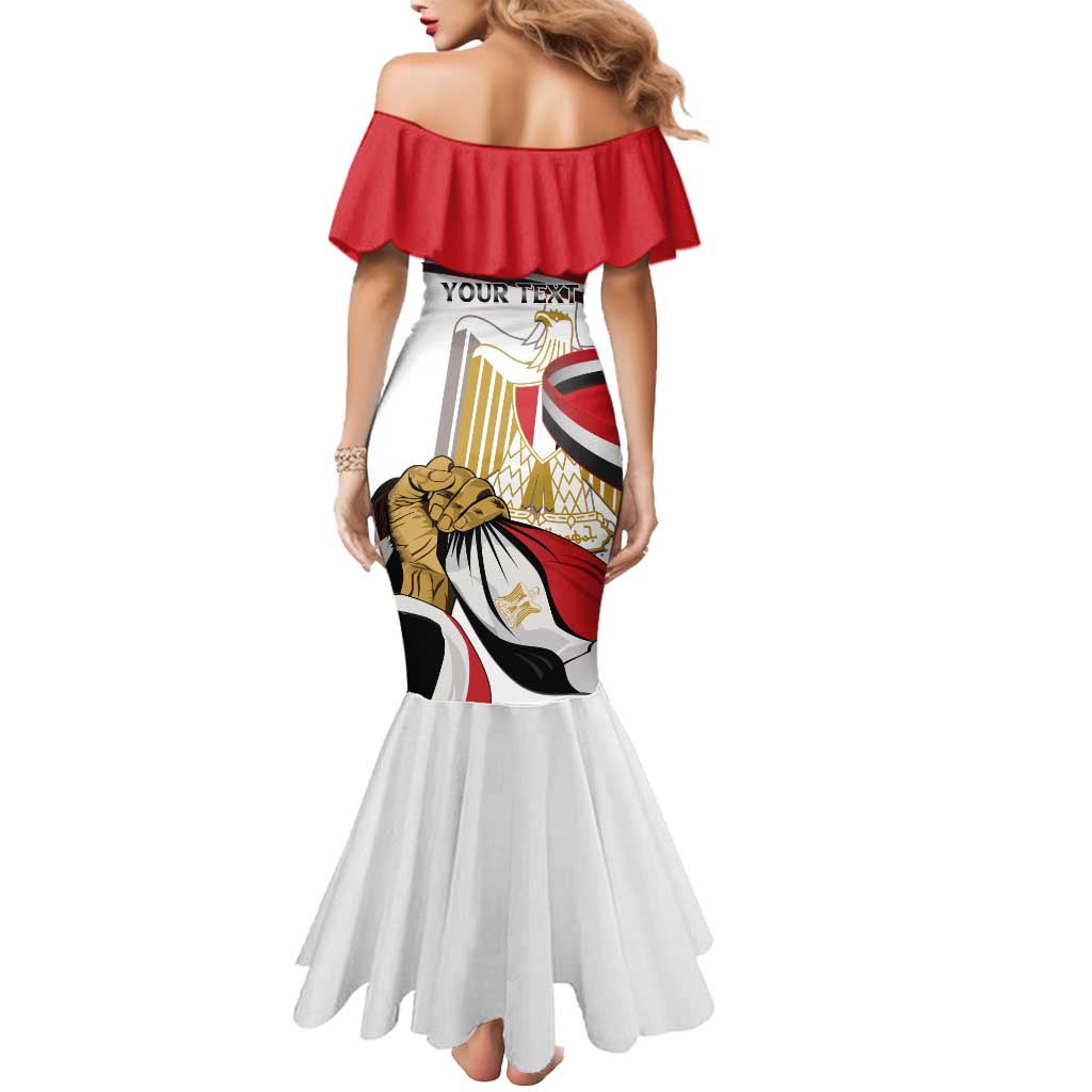 Personalized Egypt Revolution Day Mermaid Dress Coat Of Arms With Flag