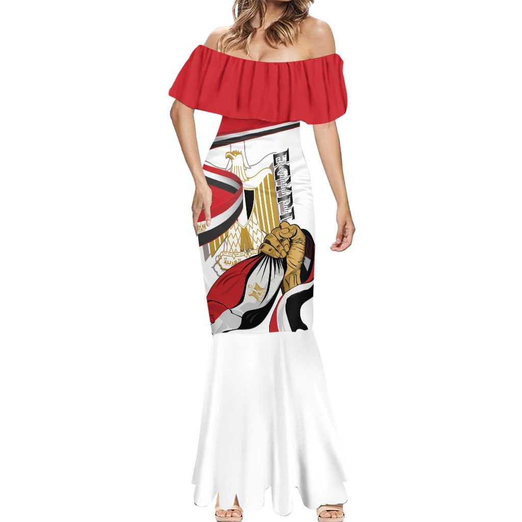 Personalized Egypt Revolution Day Mermaid Dress Coat Of Arms With Flag