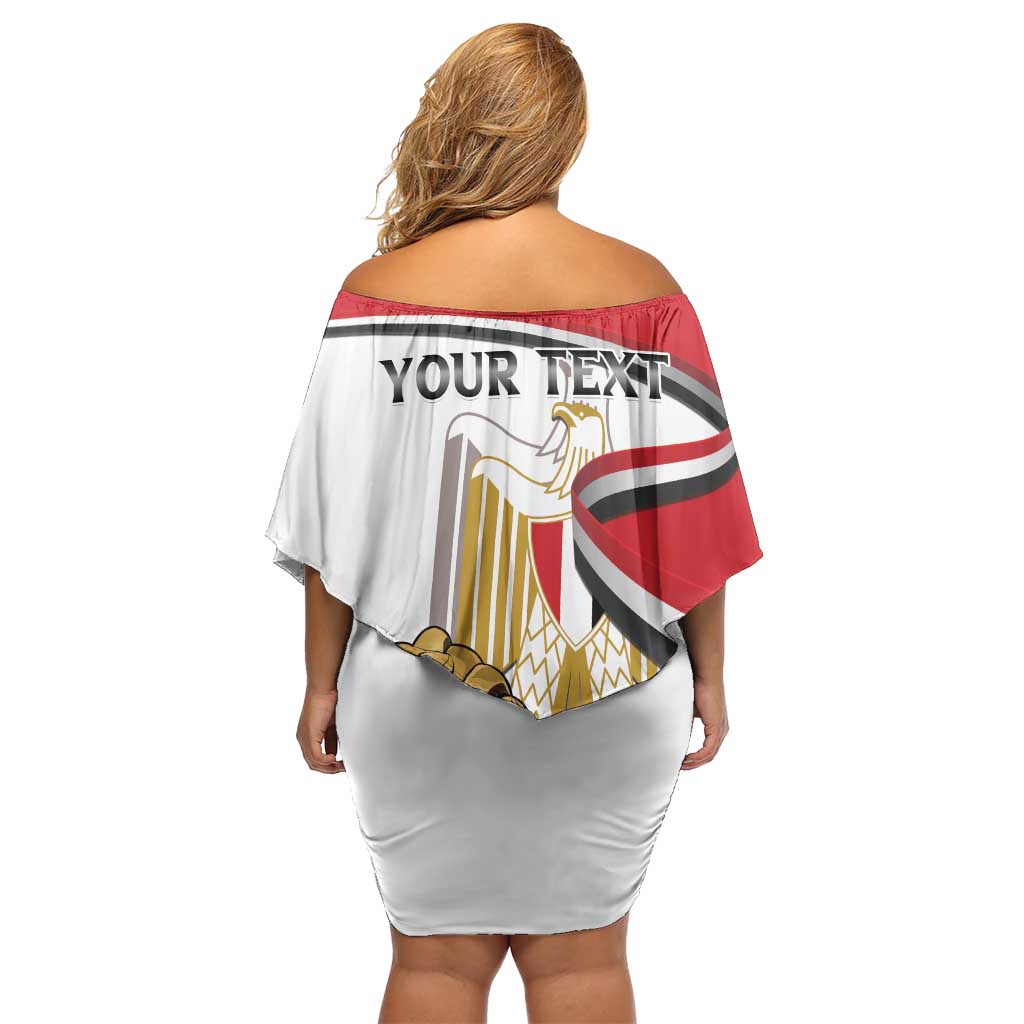 Personalized Egypt Revolution Day Off Shoulder Short Dress Coat Of Arms With Flag