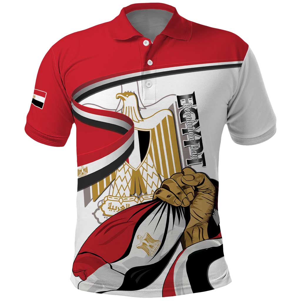Personalized Egypt Revolution Day Polo Shirt Coat Of Arms With Flag