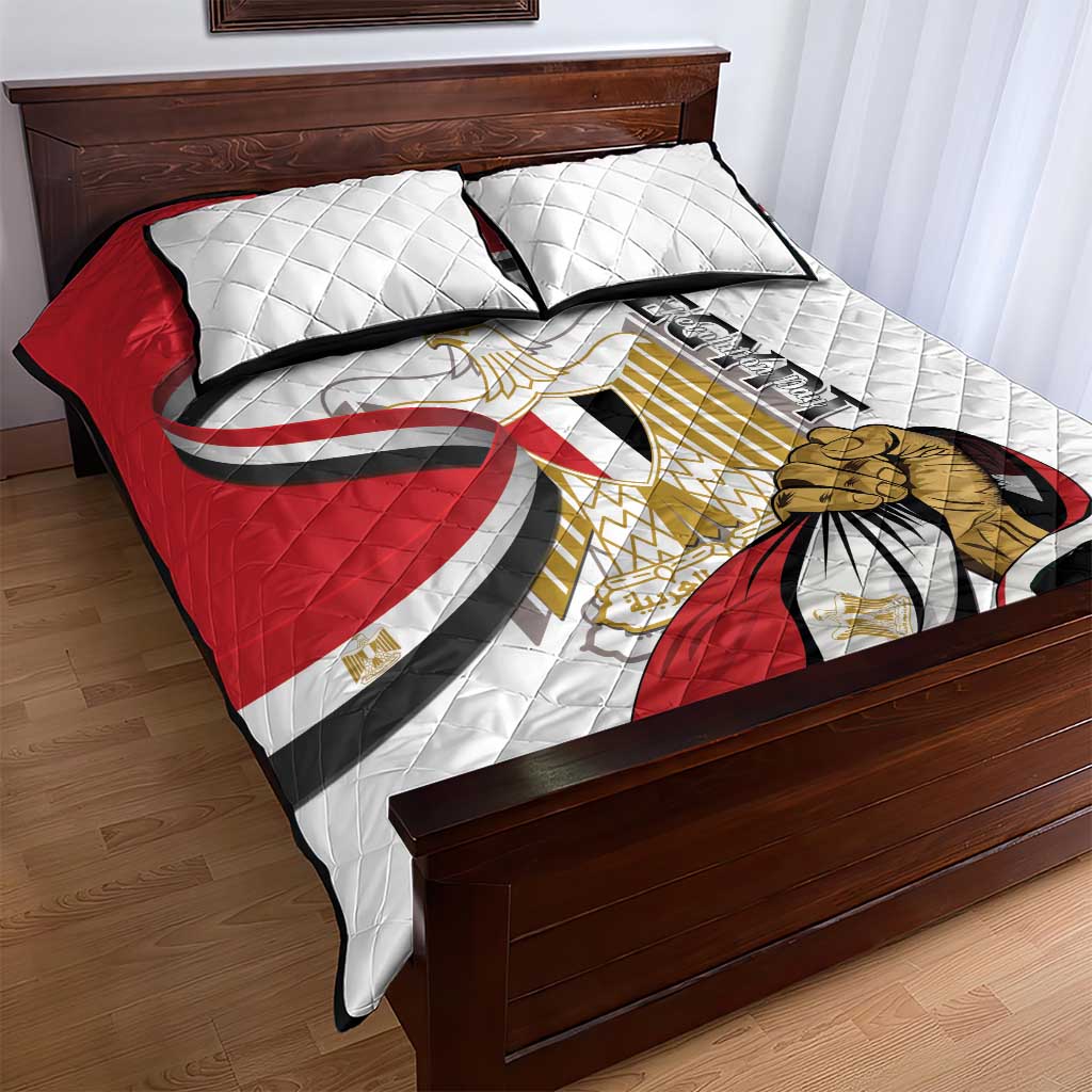 Egypt Revolution Day Quilt Bed Set Coat Of Arms With Flag