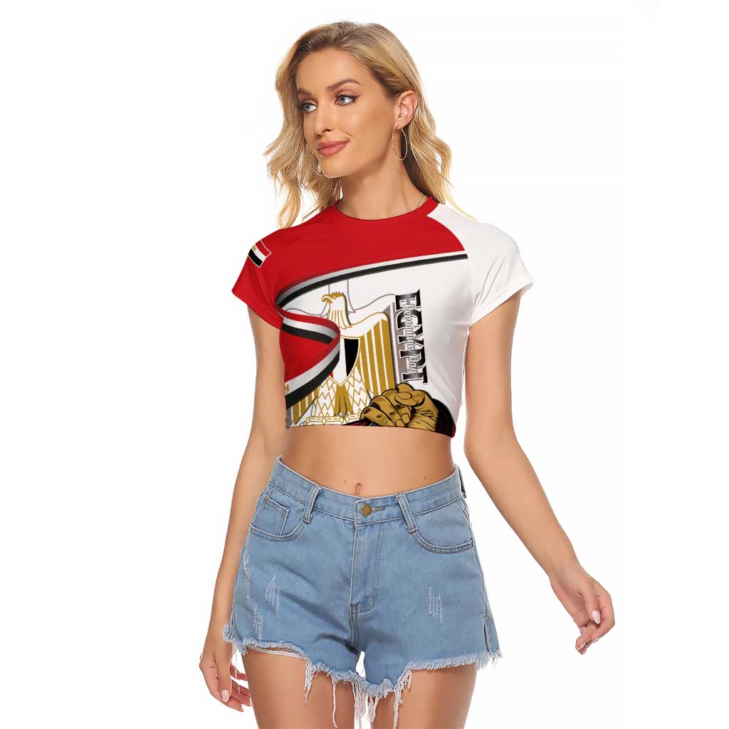 Personalized Egypt Revolution Day Raglan Cropped T Shirt Coat Of Arms With Flag