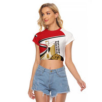 Personalized Egypt Revolution Day Raglan Cropped T Shirt Coat Of Arms With Flag