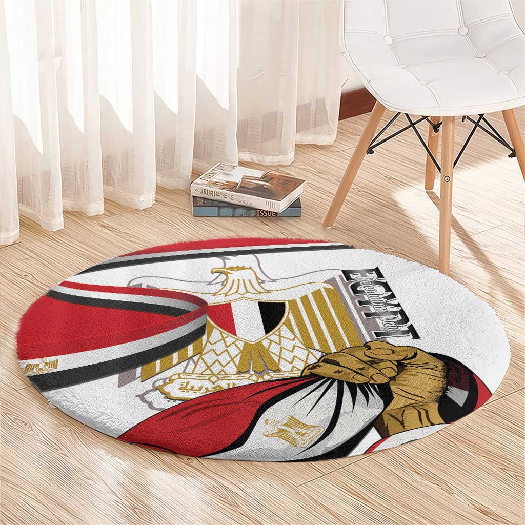 Egypt Revolution Day Round Carpet Coat Of Arms With Flag