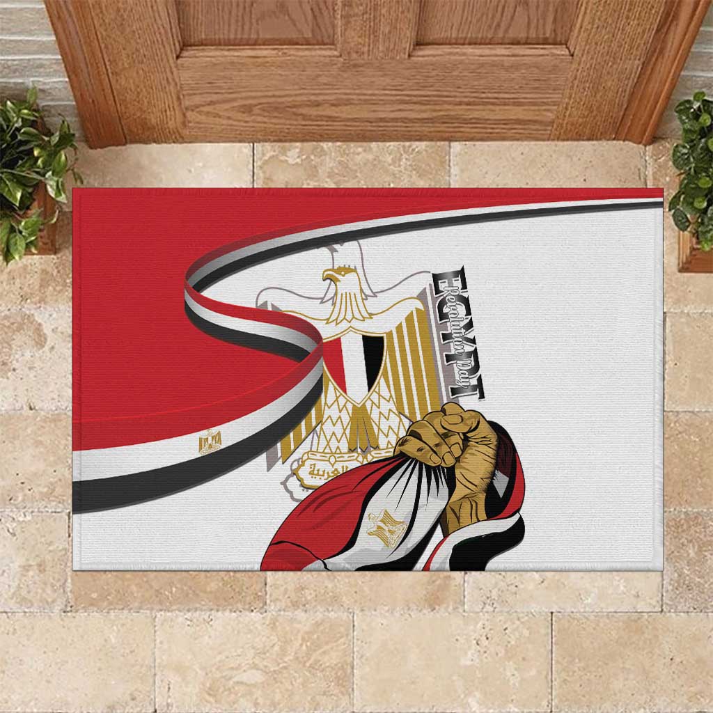 Egypt Revolution Day Rubber Doormat Coat Of Arms With Flag