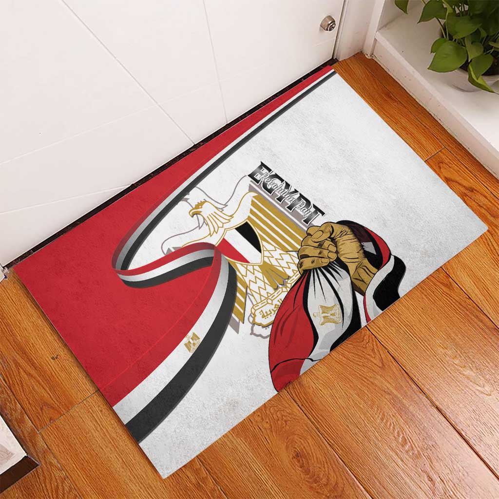 Egypt Revolution Day Rubber Doormat Coat Of Arms With Flag