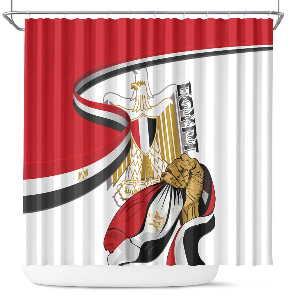 Egypt Revolution Day Shower Curtain Coat Of Arms With Flag