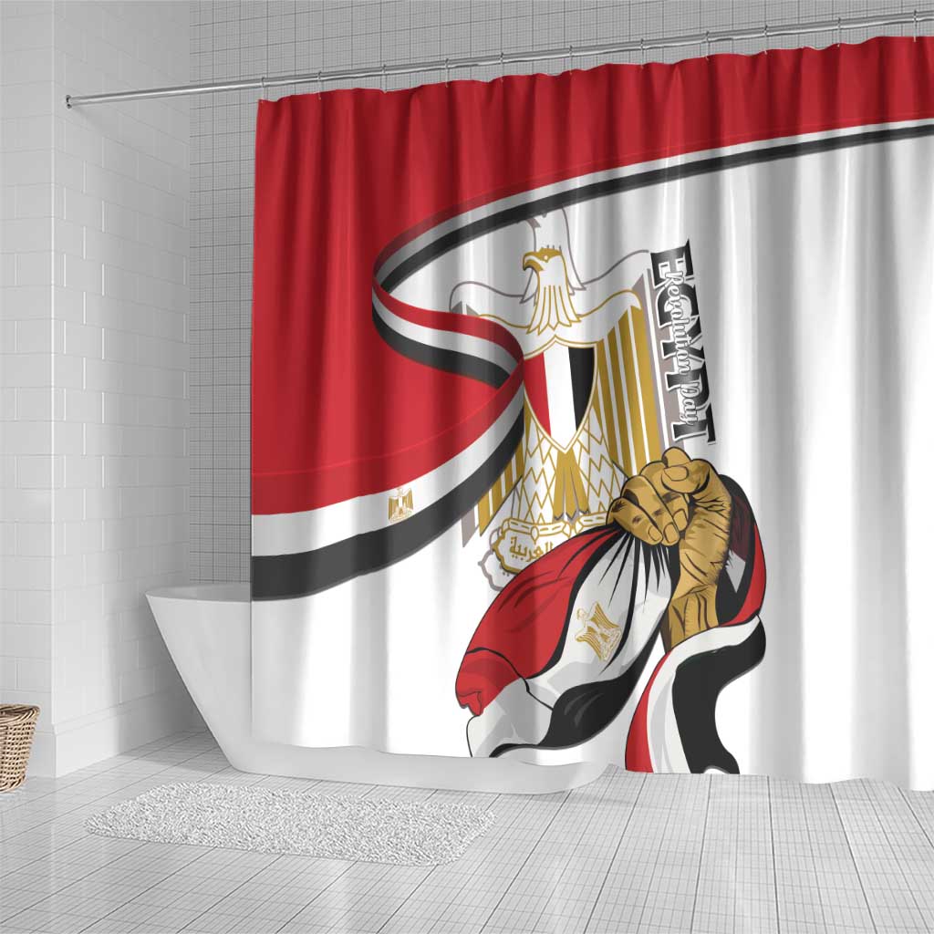 Egypt Revolution Day Shower Curtain Coat Of Arms With Flag