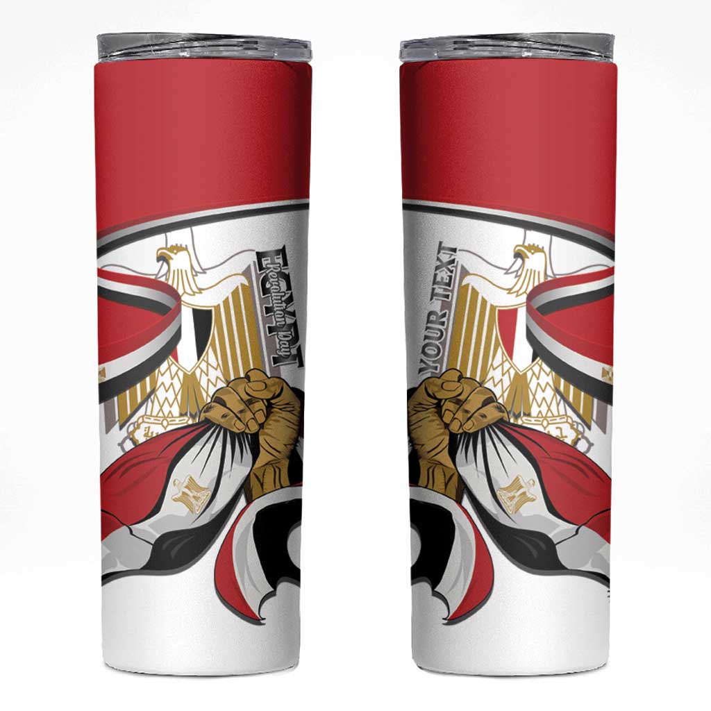 Personalized Egypt Revolution Day Skinny Tumbler Coat Of Arms With Flag