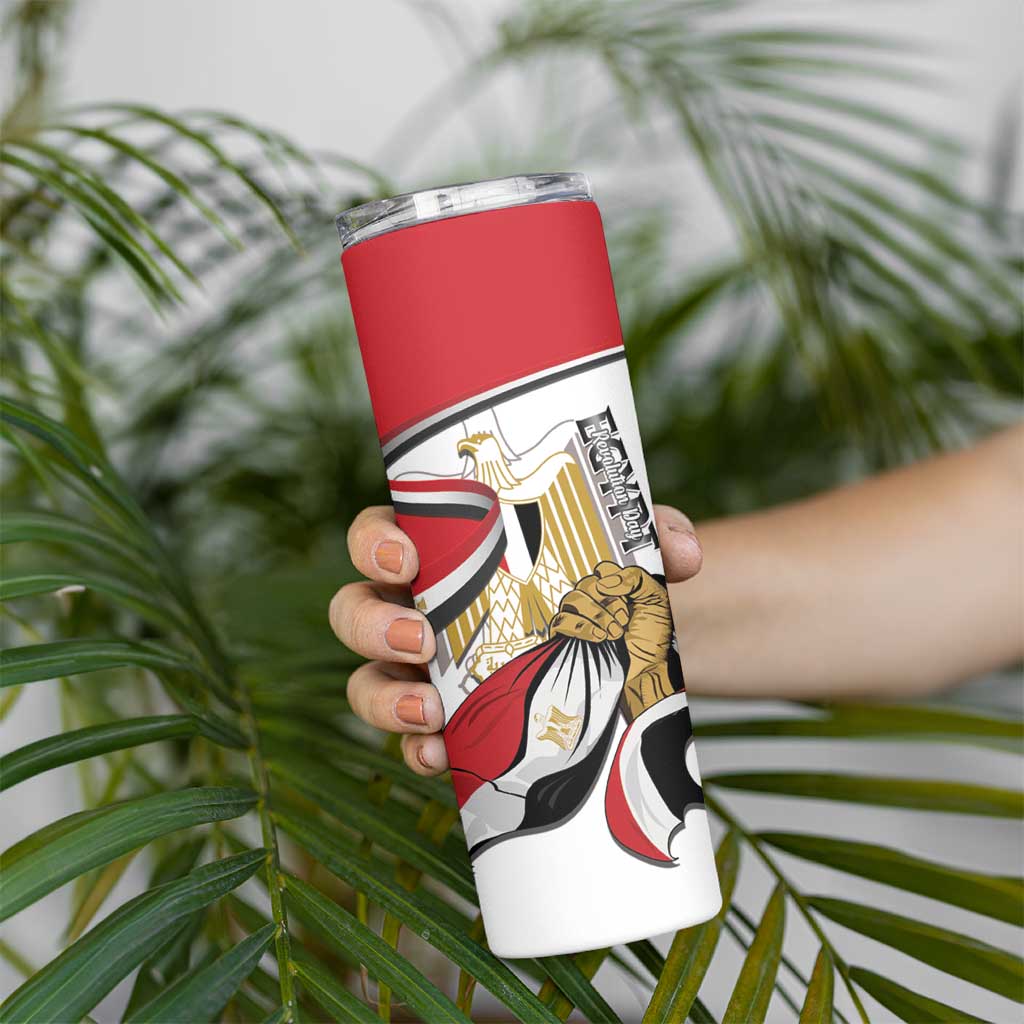 Personalized Egypt Revolution Day Skinny Tumbler Coat Of Arms With Flag