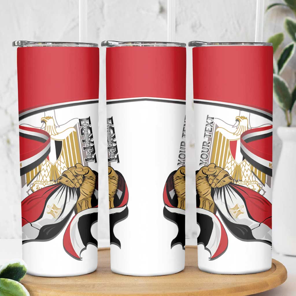 Personalized Egypt Revolution Day Skinny Tumbler Coat Of Arms With Flag