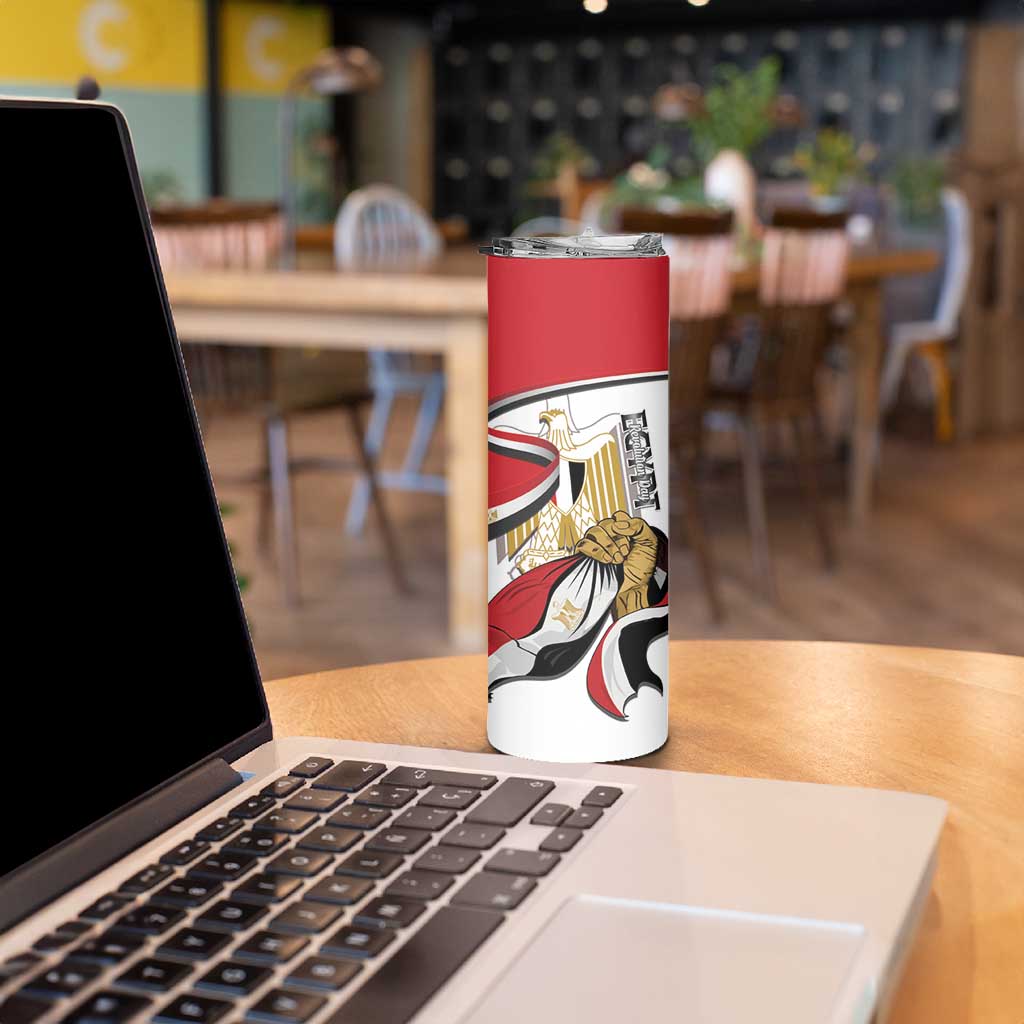 Personalized Egypt Revolution Day Skinny Tumbler Coat Of Arms With Flag