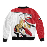 Personalized Egypt Revolution Day Sleeve Zip Bomber Jacket Coat Of Arms With Flag