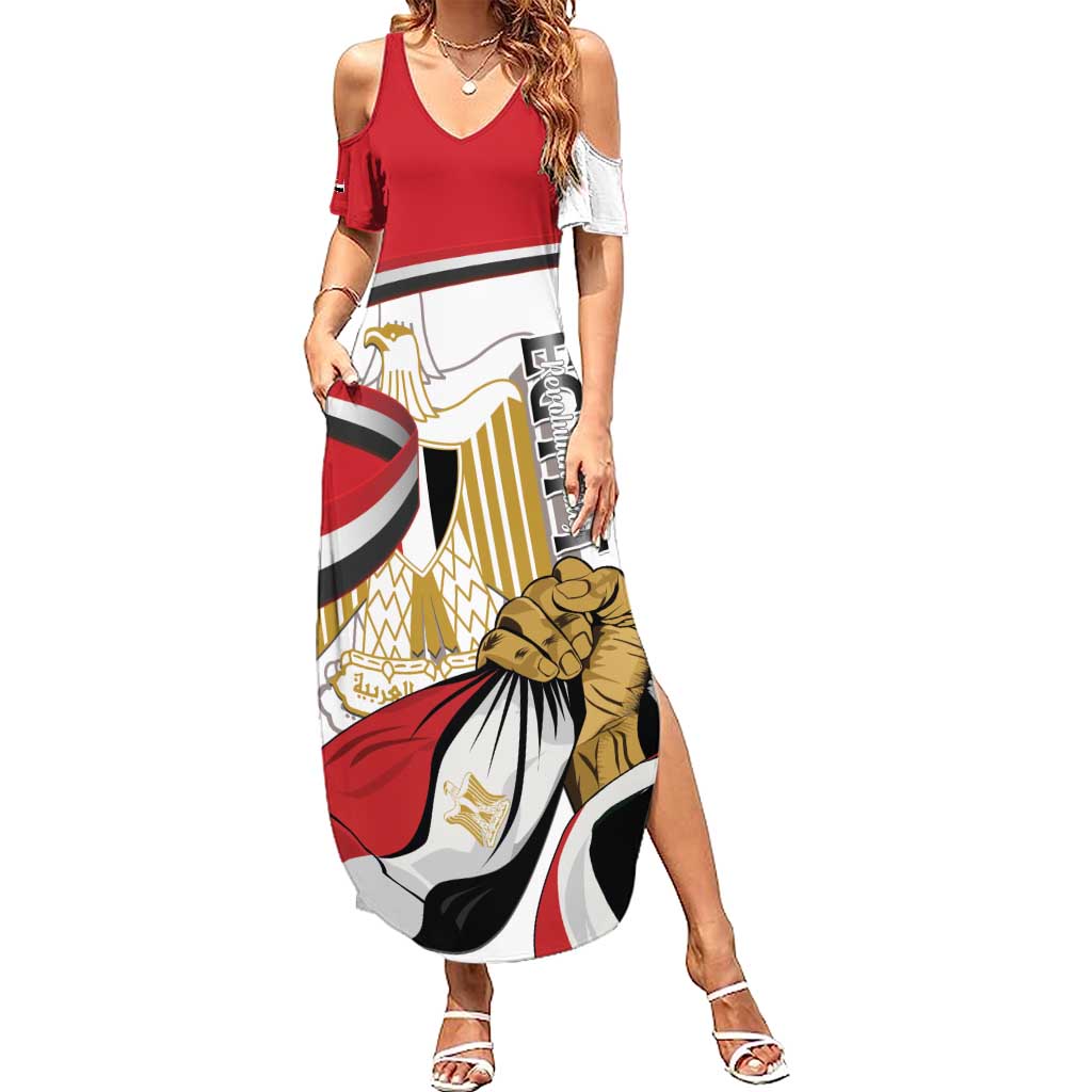 Personalized Egypt Revolution Day Summer Maxi Dress Coat Of Arms With Flag