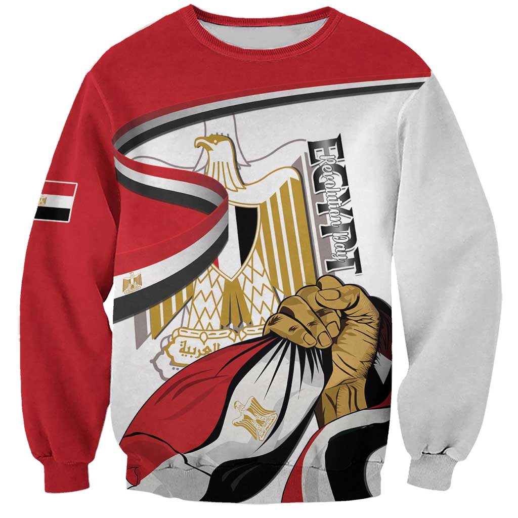 Personalized Egypt Revolution Day Sweatshirt Coat Of Arms With Flag