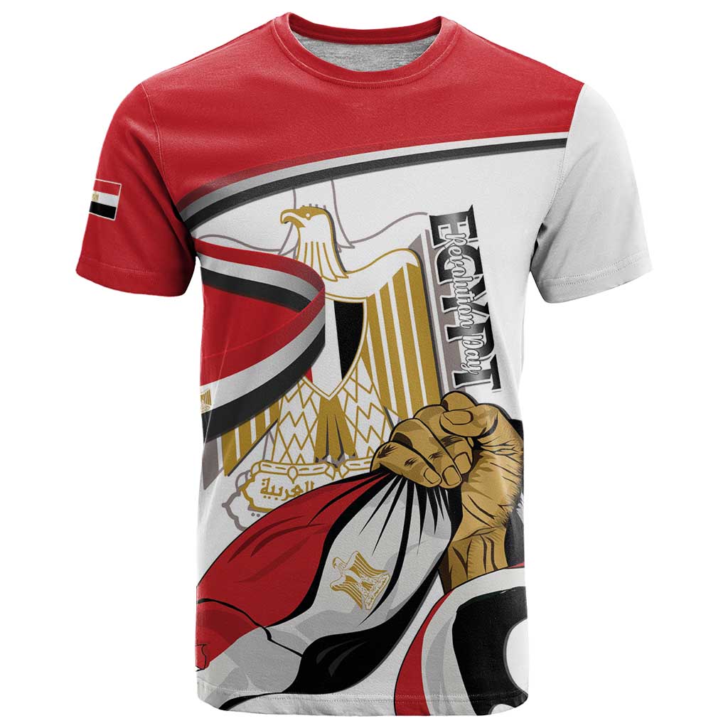 Personalized Egypt Revolution Day T Shirt Coat Of Arms With Flag