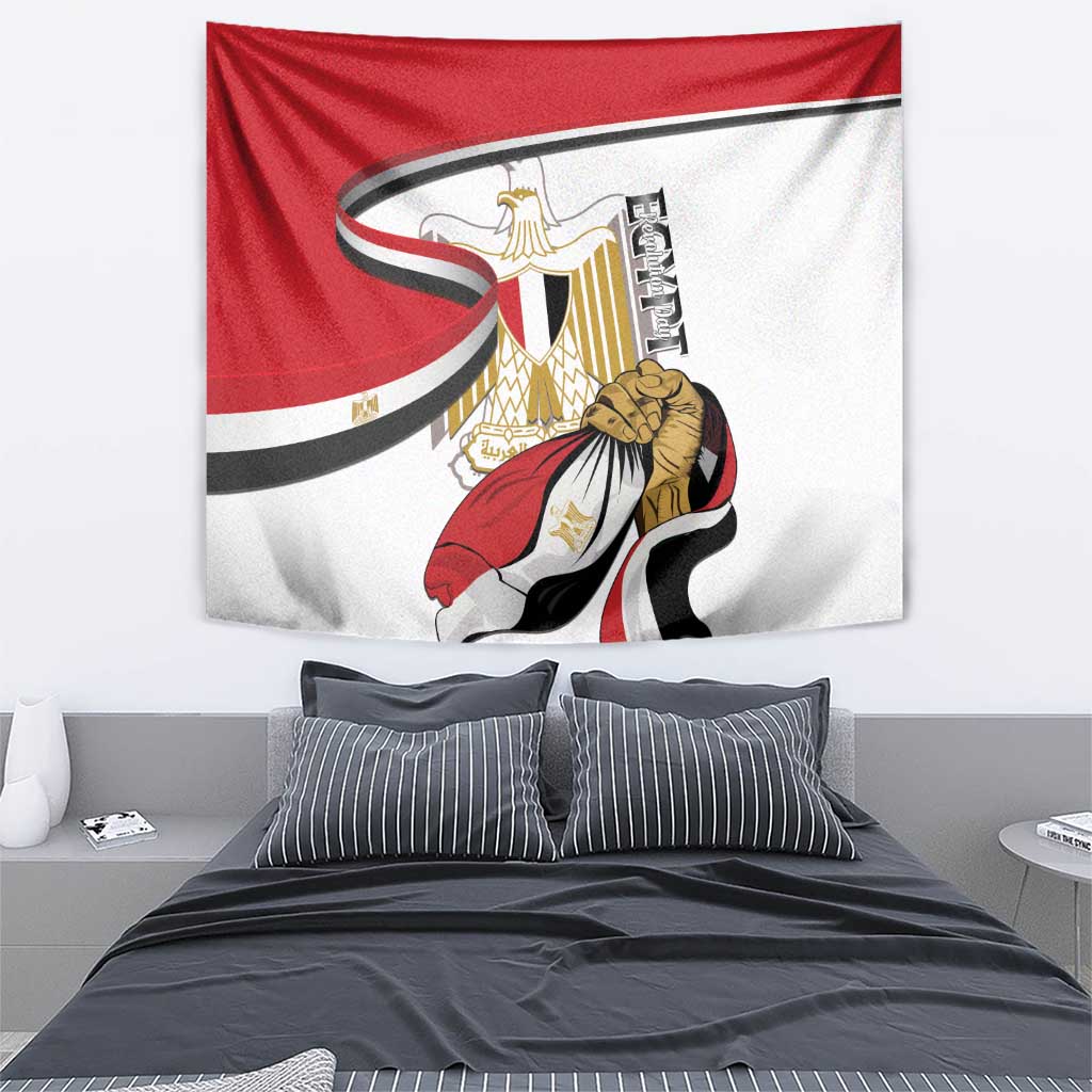 Egypt Revolution Day Tapestry Coat Of Arms With Flag