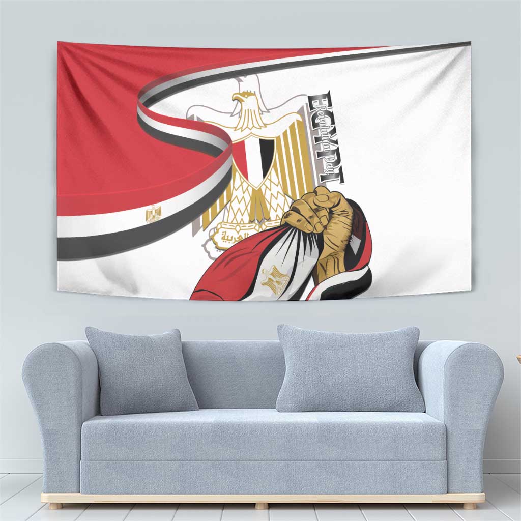 Egypt Revolution Day Tapestry Coat Of Arms With Flag