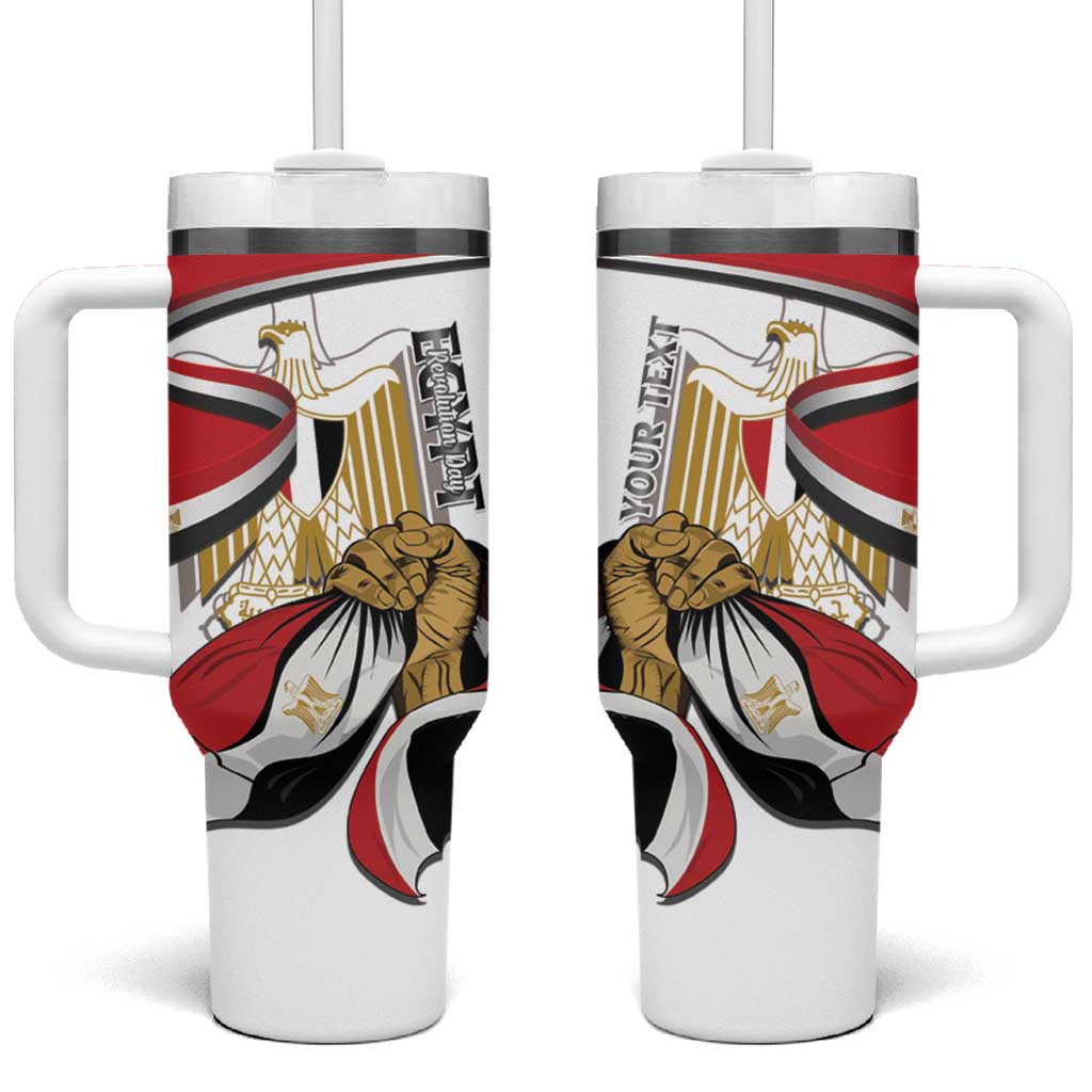 Personalized Egypt Revolution Day Tumbler With Handle Coat Of Arms With Flag