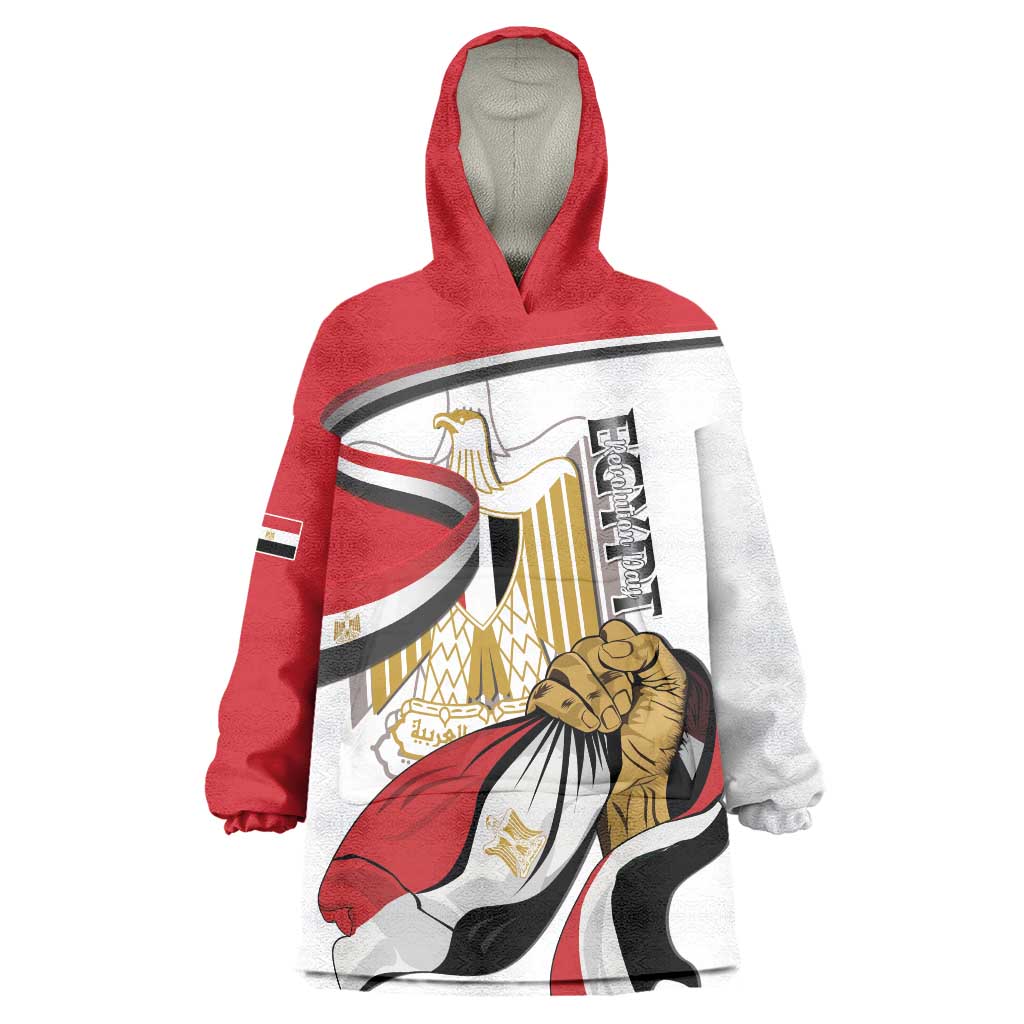 Personalized Egypt Revolution Day Wearable Blanket Hoodie Coat Of Arms With Flag