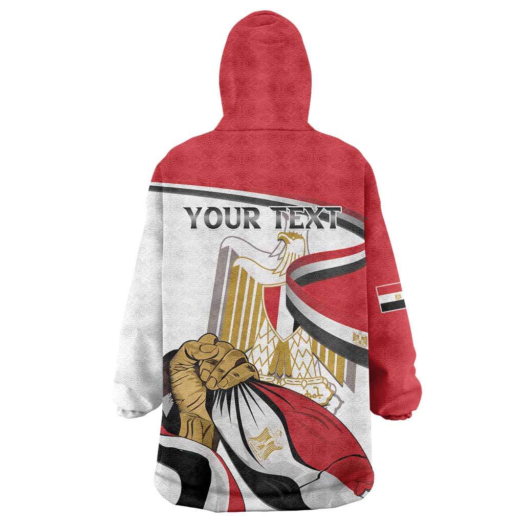 Personalized Egypt Revolution Day Wearable Blanket Hoodie Coat Of Arms With Flag
