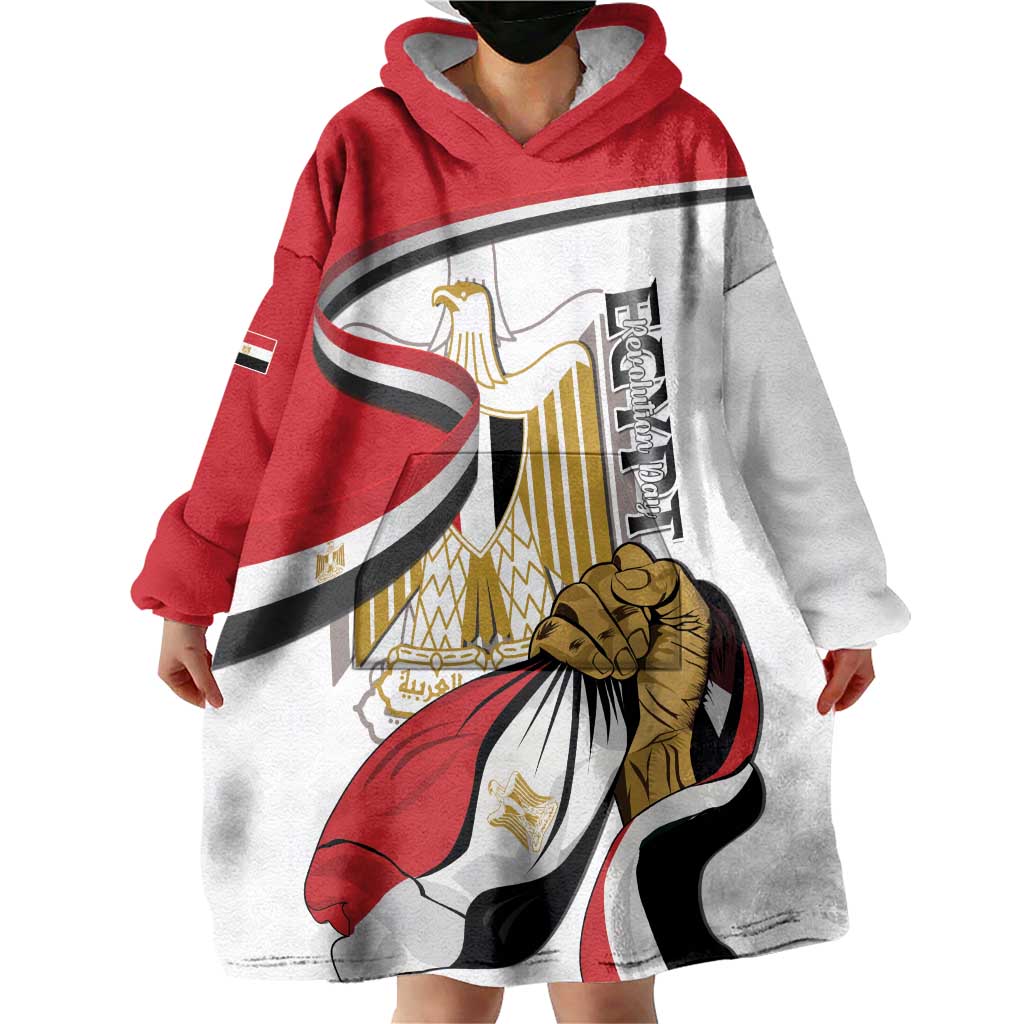 Personalized Egypt Revolution Day Wearable Blanket Hoodie Coat Of Arms With Flag