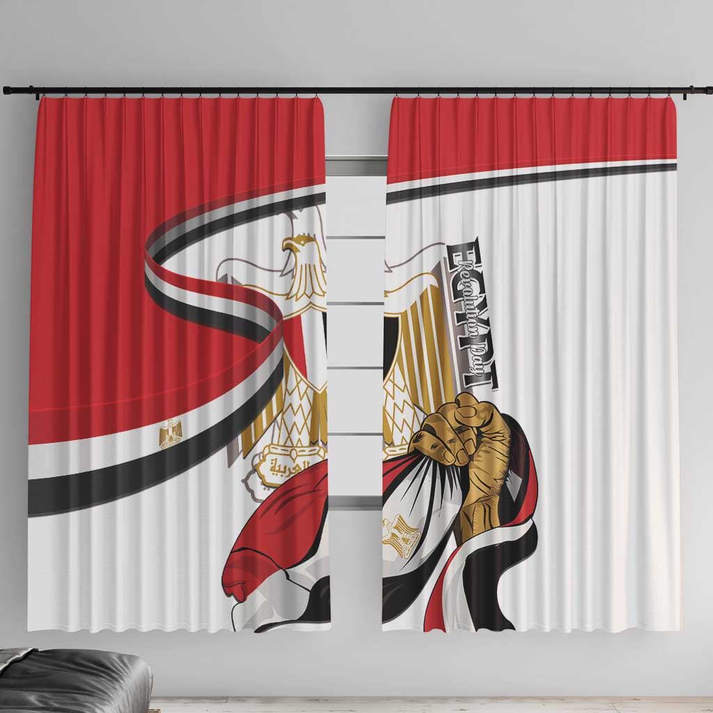 Egypt Revolution Day Window Curtain Coat Of Arms With Flag