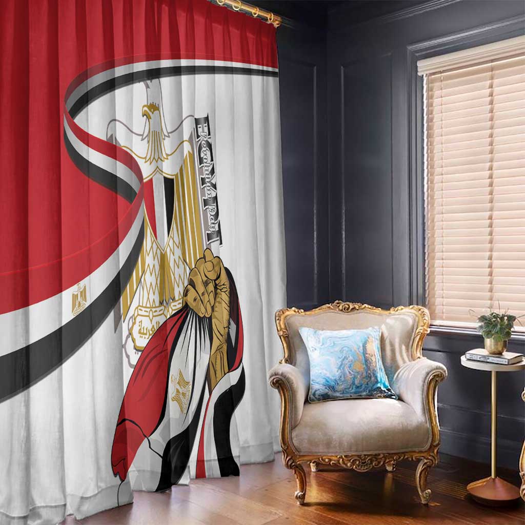 Egypt Revolution Day Window Curtain Coat Of Arms With Flag