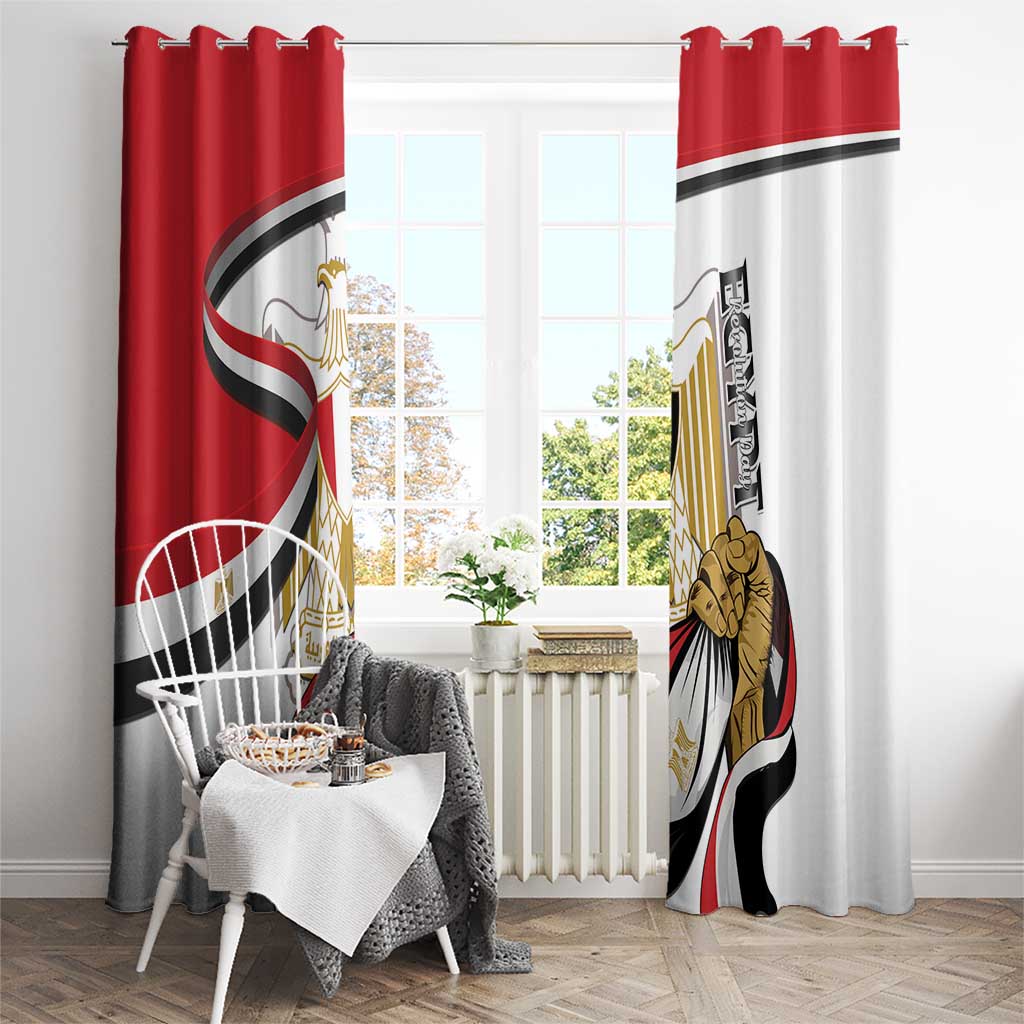 Egypt Revolution Day Window Curtain Coat Of Arms With Flag