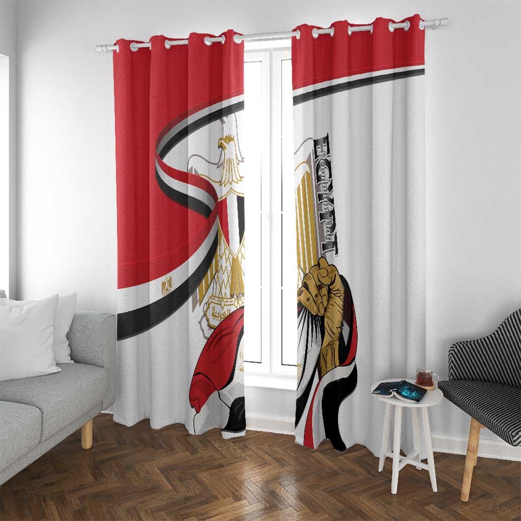 Egypt Revolution Day Window Curtain Coat Of Arms With Flag