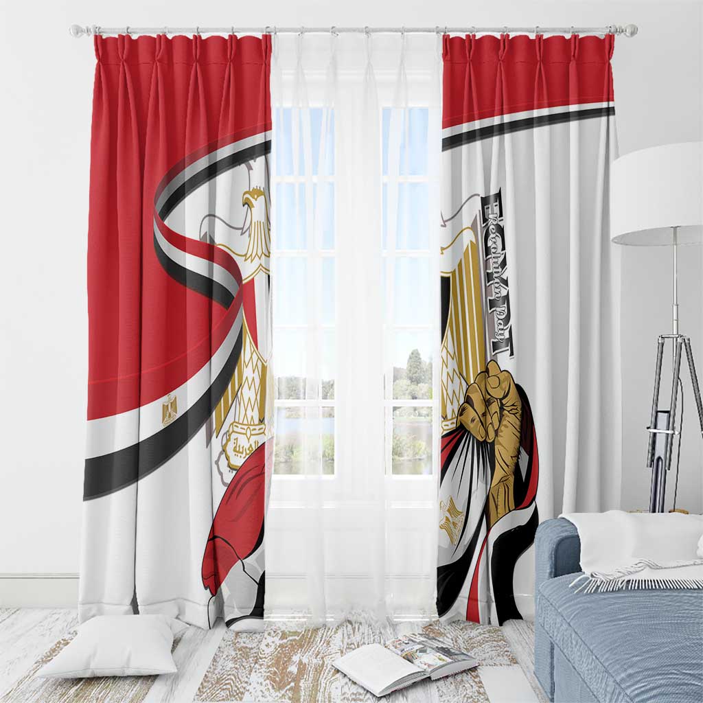 Egypt Revolution Day Window Curtain Coat Of Arms With Flag