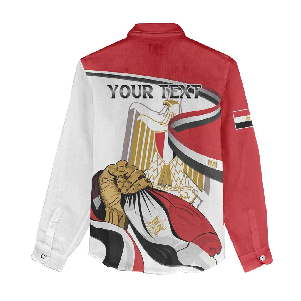 Personalized Egypt Revolution Day Women Casual Shirt Coat Of Arms With Flag